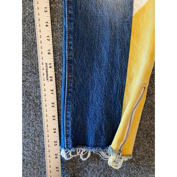 Levi's‎ 501 Jeans Women 27x26 Yellow Stripe Button Fly Denim Raw Zipper Hem - Picture 14 of 14